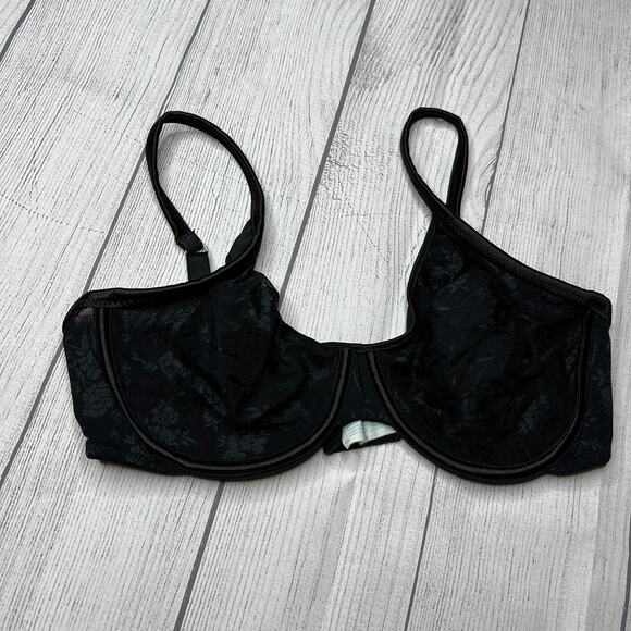 Maidenform Black Satin Lace Lightly Lined Underwired Bra Size 34D - Picture 2 of 6